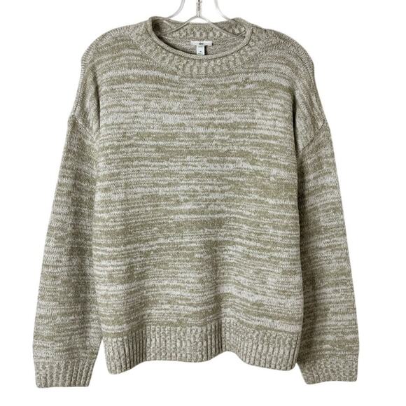 dip Women's Sweater M Green Marled Knit Rolled Crew Neck Long Sleeve Pullover - Picture 1 of 5